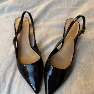 Franco Sarto Black Patent Slingback Heels